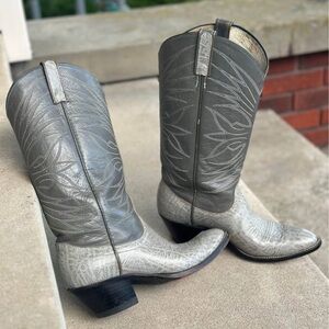Vintage Dan Post Gray Western Cowboy Boots